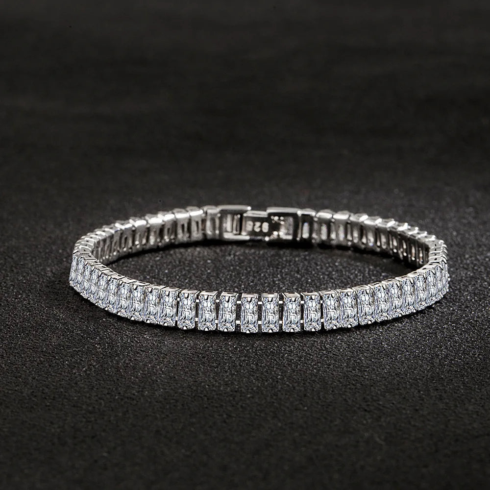 Bracelet en argent Sterling 925, bijoux fins élégants en cristal de Zircon pour femmes et filles. 18CM