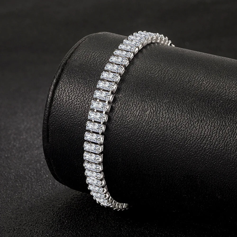 Bracelet en argent Sterling 925, bijoux fins élégants en cristal de Zircon pour femmes et filles. 18CM