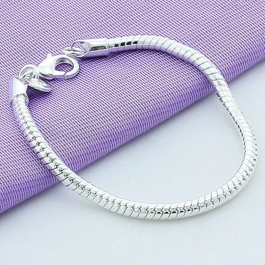 Bracelet en argent Sterling 925, chaîne serpent de 3MM pour femmes.