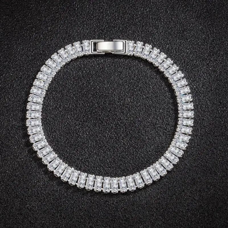 Bracelet en argent Sterling 925, bijoux fins élégants en cristal de Zircon pour femmes et filles. 18CM